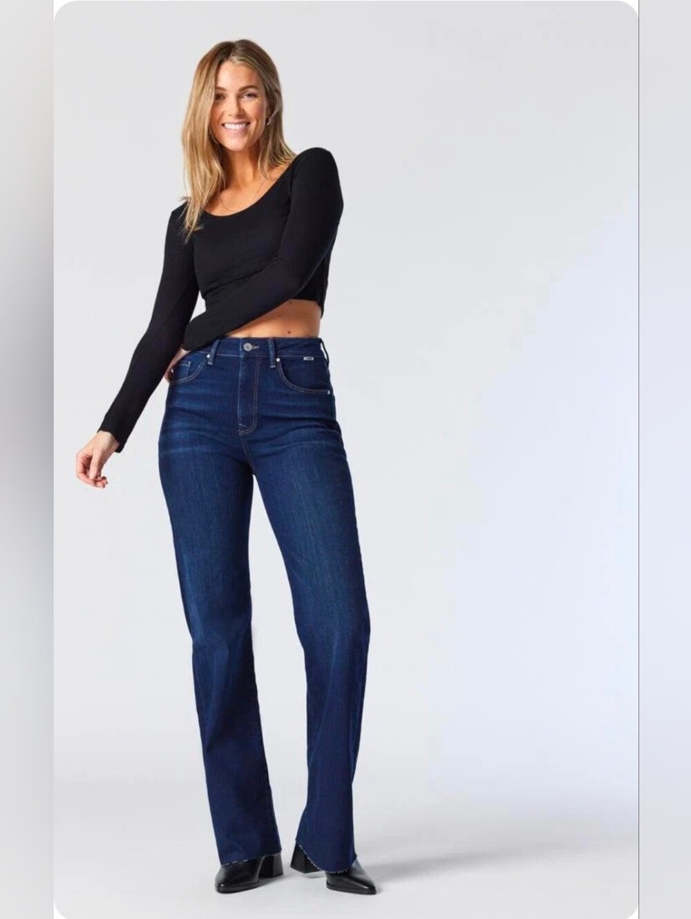 ❤️ MAVI VICTORIA HIGH RISE WIDE LEG JEANS, RAW HEM, 12 (31)